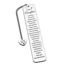 Load image into Gallery viewer, Inspirational Bookmark Gifts for Daughter Bonus Daughter from Mom Srocking Stuffers for Teens Girls Kids Wedding Christmas Birthday Gifts for Girls Adult Daughter Women Her Valentines Graduation Gifts