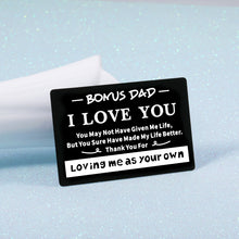 Load image into Gallery viewer, Engraved Wallet Card for Bonus Dad from Son Daughter Stepdad Gifts for Dad Daddy Father Papa Birthday Christmas Appreciation Presents Father in Law Gift for Men Him Valentines Day Wedding