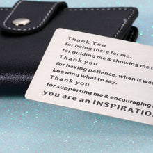 Load image into Gallery viewer, Thank You Gift Wallet Card for Women Men Teacher Coach Coworker Appreciation Gifts Metal Insert Card for Friends Bff Nurse Birthday Christmas Thanksgiving New Year Gift for Boss Mentor Leader Colleague Her Him