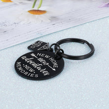 Load image into Gallery viewer, New Home Keychain New Home New Adventures New Memories First Home Gifts Housewarming Realtor Closing Gifts House Keyring Moving in Key Chain New Home Owners Jewelry