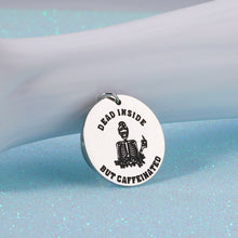 Load image into Gallery viewer, Funny Keychain Gifts for Women Coffee Addict Mom Bun Skull Coffee Office Gifts for Best Friend Coworker Valentines Day Christmas Birthday Gifts for Coffee Lovers Dead Inside But Caffeinated