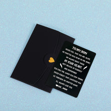 Load image into Gallery viewer, Engraved Wallet Inserts Card to Son from Mom Inspirational Gifts for Him Teen Boy Birthday Christmas New Year Deployment Gift Ideas for Stepson Adopt Son Coming of Age Gift