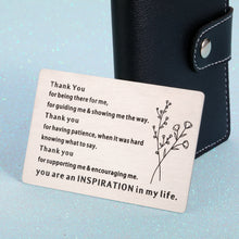 Load image into Gallery viewer, Thank You Gift Wallet Card for Women Men Teacher Coach Coworker Appreciation Gifts Metal Insert Card for Friends Bff Nurse Birthday Christmas Thanksgiving New Year Gift for Boss Mentor Leader Colleague Her Him