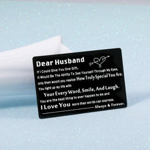 Load image into Gallery viewer, Engraved Wallet Insert Card Anniversary Day Gifts for Husband Boyfriend Groom Fiance Birthday Wedding Valentines Christmas Appreciation Gift from Wife Girlfriend I Love You Present for Men Him