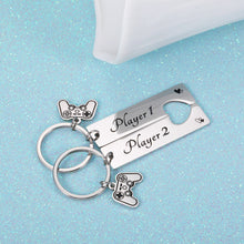 Load image into Gallery viewer, Valentines Day Gift for Him Boyfriend Gifts from Girlfriend Gamer Player 1 Player 2 Matching Keychain for Gamer Couple Keyring to My Man Husband Fiance Gift from Wife Fiancee Valentine Birthday Anniversary