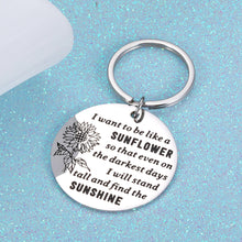Load image into Gallery viewer, Inspirational Spiritual Gifts for Women Her Sunflower Charm Key Chain Birthday Christmas Graduation Floral Gifts for Adult Teen Girls Daughter Come of Age Friendship Key Ring Present