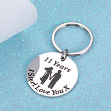 Load image into Gallery viewer, 11 Year Wedding Anniversary Keychain Gifts for Her Him Husband Wife 11th Anniversary Gift for Women Men Birthday Appreciation Christmas Present to Boyfriend Girlfriend Couple I Steel Love You