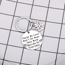 Load image into Gallery viewer, Mom Dad Memorial Keychain Gift- Loss of Father Mother Sympathy Keyring-Those We Love Don't Go Away They Walk Beside Us Everyday Jewelry Remembrance Grandpa Grandma Stepmom Stepdad