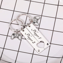 Load image into Gallery viewer, Valentines Day Gift for Him Boyfriend Gifts from Girlfriend Gamer Player 1 Player 2 Matching Keychain for Gamer Couple Keyring to My Man Husband Fiance Gift from Wife Fiancee Valentine Birthday Anniversary