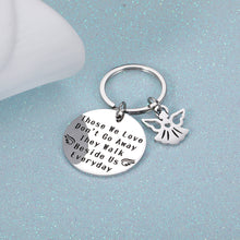 Load image into Gallery viewer, Mom Dad Memorial Keychain Gift- Loss of Father Mother Sympathy Keyring-Those We Love Don't Go Away They Walk Beside Us Everyday Jewelry Remembrance Grandpa Grandma Stepmom Stepdad