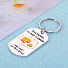 Load image into Gallery viewer, Funny Friend Keychain Gifts for Women Men Humorous Gift for BFF Best Friend Daughter Son Birthday Christmas Valentine Gift from Dad Mom Sweet Housewarming Gift Sweet Dreams are Made of Cheese