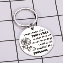 Load image into Gallery viewer, Inspirational Spiritual Gifts for Women Her Sunflower Charm Key Chain Birthday Christmas Graduation Floral Gifts for Adult Teen Girls Daughter Come of Age Friendship Key Ring Present