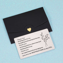 Load image into Gallery viewer, Thank You Gift Wallet Card for Women Men Teacher Coach Coworker Appreciation Gifts Metal Insert Card for Friends Bff Nurse Birthday Christmas Thanksgiving New Year Gift for Boss Mentor Leader Colleague Her Him