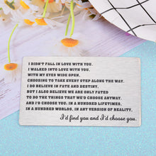 Load image into Gallery viewer, Valentine Day Gift for Him Her Husband Wife Wallet Card Insert Christmas Stocking Suffers Birthday Gifts for Women Men Wedding Anniversary Gif for Boyfriend from Girlfriend I Love You Gift Idea