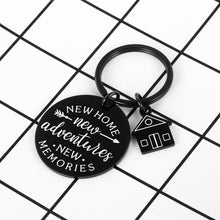 Load image into Gallery viewer, New Home Keychain New Home New Adventures New Memories First Home Gifts Housewarming Realtor Closing Gifts House Keyring Moving in Key Chain New Home Owners Jewelry