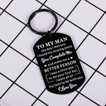 Load image into Gallery viewer, Husband Gifts for Men To My Man Keychain Anniversary Sweetest Day Gifts for Him Gifts from Wife Birthday Gifts for Boyfriend Groom Fiance Lover Engagement Wedding Present Jewelry Key Ring Valentines
