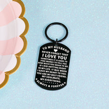 Load image into Gallery viewer, Anniversary Husband Gifts Keychain from Wife Birthday Valentine’s Day Gift for Boyfriend Fiance Bridegroom Hubby My Soulmate I Love You Present Wedding Engagement Couple Romantic Gift for Him Men