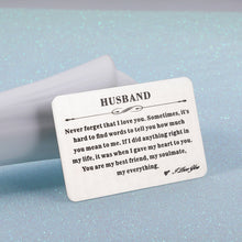 Load image into Gallery viewer, Engraved Wallet Insert Card Anniversary Gifts for Husband Boyfriend Groom Fiance Birthday Wedding Valentines Gift from Wife Girlfriend
