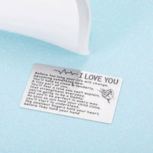 Load image into Gallery viewer, Engraved Wallet Card for New Dad Daddy to Be Pregnancy Baby Announcement Gifts for Him New Father Mother Soon to Be Daddy Gifts for Men First Time Dads Moms Gifts from New Mommy Birthday Christmas