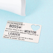 Load image into Gallery viewer, Boss Day Appreciation Gifts Wallet Card Insert Gift for Leader Mentor Manager Leaving Going Away Christmas Birthday Thank You Gift for Women Men Colleague Coworker Farewell Goodbye Retirement Present