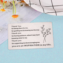 Load image into Gallery viewer, Thank You Gift Wallet Card for Women Men Teacher Coach Coworker Appreciation Gifts Metal Insert Card for Friends Bff Nurse Birthday Christmas Thanksgiving New Year Gift for Boss Mentor Leader Colleague Her Him