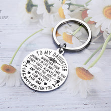 Load image into Gallery viewer, to My Daughter Keychain Gift from Mom Dad Sweet Birthday Wedding Gift for Teen Girls Inspirational Graduation Christmas Gift for Her Women Step Daughter Mothers Day