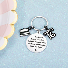 Load image into Gallery viewer, Sweet 16th Birthday Gifts for Son Daughter from Dad Mom Happy Birthday Keychain Teen Girls Boys Gift for Him Her Idea Inspirational Gifts for Grandson Granddaughter