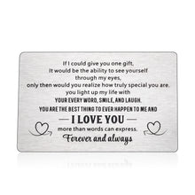Load image into Gallery viewer, Husband Wife Wallet Card Insert Anniversary Birthday Gifts for Men Women Valentine Christmas Stocking Stuffers Gifts for Boyfriend Girlfriend I Love You Note Wedding Engagement Gifts Fiance Groom