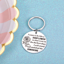 Load image into Gallery viewer, Inspirational Spiritual Gifts for Women Her Sunflower Charm Key Chain Birthday Christmas Graduation Floral Gifts for Adult Teen Girls Daughter Come of Age Friendship Key Ring Present