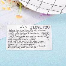 Load image into Gallery viewer, Engraved Wallet Card for New Dad Daddy to Be Pregnancy Baby Announcement Gifts for Him New Father Mother Soon to Be Daddy Gifts for Men First Time Dads Moms Gifts from New Mommy Birthday Christmas