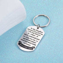 Load image into Gallery viewer, Daughter Gift from Mom Dad Inspirational Keychain for Teen Adult Girl Women Sweet Birthday Christmas Graduation Gift for Her Women Step Daughter from Stepmom Stepdad Coming of Age Gift