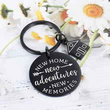 Load image into Gallery viewer, New Home Keychain New Home New Adventures New Memories First Home Gifts Housewarming Realtor Closing Gifts House Keyring Moving in Key Chain New Home Owners Jewelry