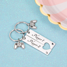Load image into Gallery viewer, Valentines Day Gift for Him Boyfriend Gifts from Girlfriend Gamer Player 1 Player 2 Matching Keychain for Gamer Couple Keyring to My Man Husband Fiance Gift from Wife Fiancee Valentine Birthday Anniversary