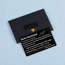 Load image into Gallery viewer, Engraved Wallet Insert Card Anniversary Day Gifts for Husband Boyfriend Groom Fiance Birthday Wedding Valentines Christmas Appreciation Gift from Wife Girlfriend I Love You Present for Men Him
