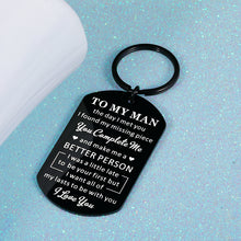 Load image into Gallery viewer, Husband Gifts for Men To My Man Keychain Anniversary Sweetest Day Gifts for Him Gifts from Wife Birthday Gifts for Boyfriend Groom Fiance Lover Engagement Wedding Present Jewelry Key Ring Valentines
