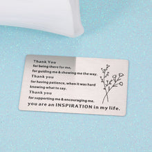 Load image into Gallery viewer, Thank You Gift Wallet Card for Women Men Teacher Coach Coworker Appreciation Gifts Metal Insert Card for Friends Bff Nurse Birthday Christmas Thanksgiving New Year Gift for Boss Mentor Leader Colleague Her Him