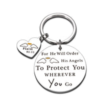Load image into Gallery viewer, Inspirational Bible Verse Keychain Religious Faith Christian Gifts for Women Men Blessing Prayer Gods Grace Keyring Christmas Thanksgiving Birthday Gifts for Him Her Girls Boys Psalms 91:11 Scripture