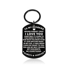 Load image into Gallery viewer, Anniversary Husband Gifts Keychain from Wife Birthday Valentine’s Day Gift for Boyfriend Fiance Bridegroom Hubby My Soulmate I Love You Present Wedding Engagement Couple Romantic Gift for Him Men