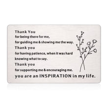 Load image into Gallery viewer, Thank You Gift Wallet Card for Women Men Teacher Coach Coworker Appreciation Gifts Metal Insert Card for Friends Bff Nurse Birthday Christmas Thanksgiving New Year Gift for Boss Mentor Leader Colleague Her Him