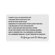 Load image into Gallery viewer, Valentine Day Gift for Him Her Husband Wife Wallet Card Insert Christmas Stocking Suffers Birthday Gifts for Women Men Wedding Anniversary Gif for Boyfriend from Girlfriend I Love You Gift Idea