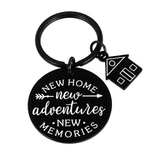 Load image into Gallery viewer, New Home Keychain New Home New Adventures New Memories First Home Gifts Housewarming Realtor Closing Gifts House Keyring Moving in Key Chain New Home Owners Jewelry