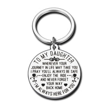Load image into Gallery viewer, to My Daughter Keychain Gift from Mom Dad Sweet Birthday Wedding Gift for Teen Girls Inspirational Graduation Christmas Gift for Her Women Step Daughter Mothers Day