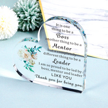 Load image into Gallery viewer, Gifts for Boss Leader Acrylic Boss's Day Gifts Heart Sign Boss Lady Office Desk Gifts for Leaving Job Appreciation Plaque Mentor Manager Birthday Christmas Retirement Paperweight Keepsake to Friend