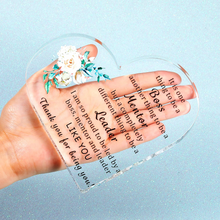 Load image into Gallery viewer, Gifts for Boss Leader Acrylic Boss's Day Gifts Heart Sign Boss Lady Office Desk Gifts for Leaving Job Appreciation Plaque Mentor Manager Birthday Christmas Retirement Paperweight Keepsake to Friend