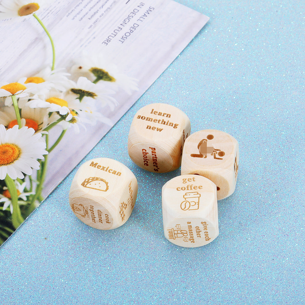 Funny Date Night Gifts for Couples Boyfriend Husband Food Cube Game, Take Out Funny Anniversary Wooden Gifts for Him Her, What to Watch Decision for Movie Dice, Romantic Wood Couple Date Night Ideas