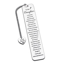 Load image into Gallery viewer, Inspirational Bookmark Gifts for Daughter Bonus Daughter from Mom Srocking Stuffers for Teens Girls Kids Wedding Christmas Birthday Gifts for Girls Adult Daughter Women Her Valentines Graduation Gifts
