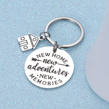 Load image into Gallery viewer, Housewarming Gift New Home Keychain New Home New Adventures New Memories Keychain First Home Gift Realtor Closing Gifts House Keyring Moving in Key Chain New Home Owners Jewelry
