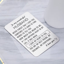 Load image into Gallery viewer, Engraved Wallet Insert Card Anniversary Gifts for Husband Boyfriend Groom Fiance Birthday Wedding Valentines Gift from Wife Girlfriend
