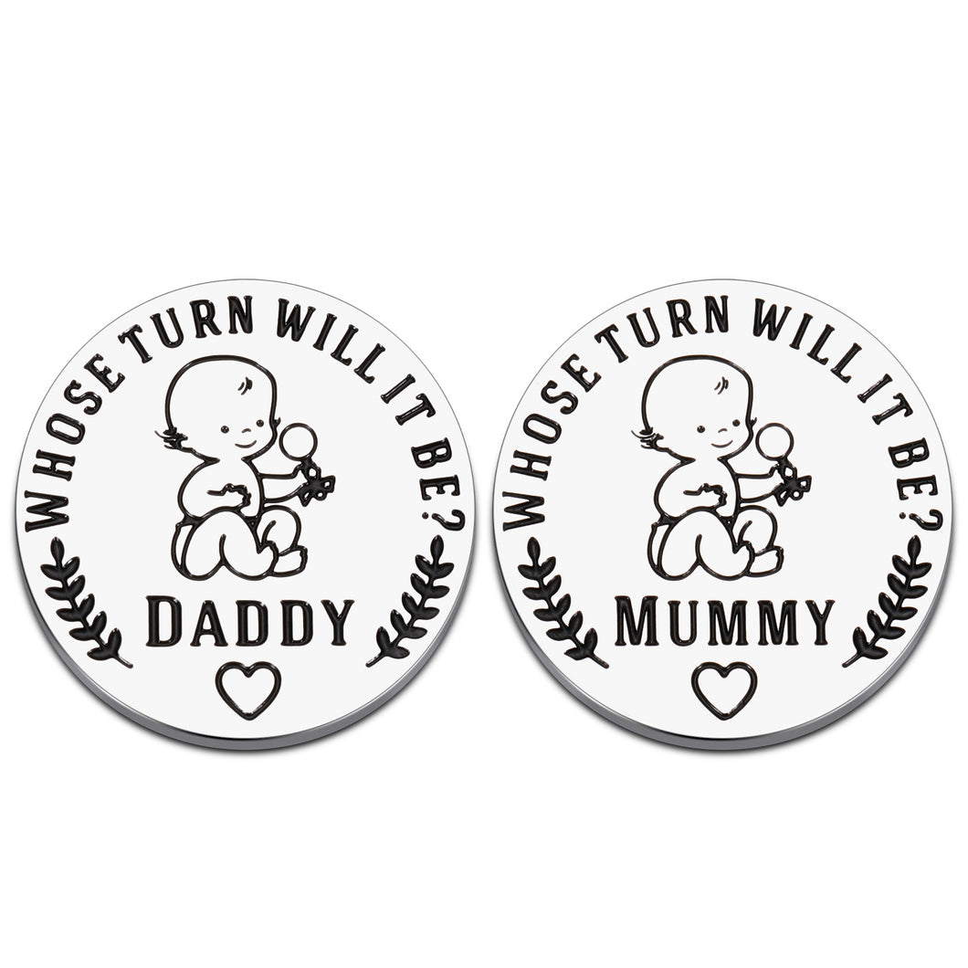 NUBARKO New Baby Gift for Parent Mom Daddy Cute Decision Coin for Women Men Pregnancy Mothers for First Time Moms Dads Mummy to Be Birthday Christmas Appreciation Present Double-Sided