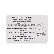 Load image into Gallery viewer, Valentine Gifts for Him Her Men Women Wallet Card Insert for Husband Boyfriend Christmas from Wife Girlfriend Birthday Anniversary Gifts Wedding Engagement Keepsake Gifts for Groom Fiance I Love You
